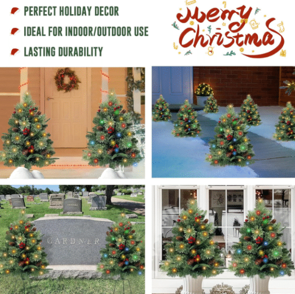 Pre-Lit Artificial Christmas Tree Set with LED Lights - Image 3