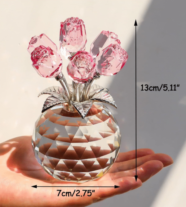 Crystal Rose Figurine Gift – Pink Crystal Roses Ornament - Image 4